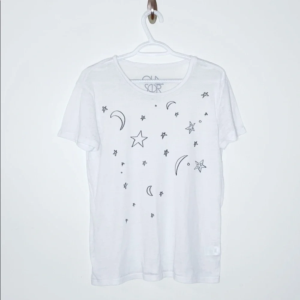 Chaser moon and star graphic white T-shirt size S